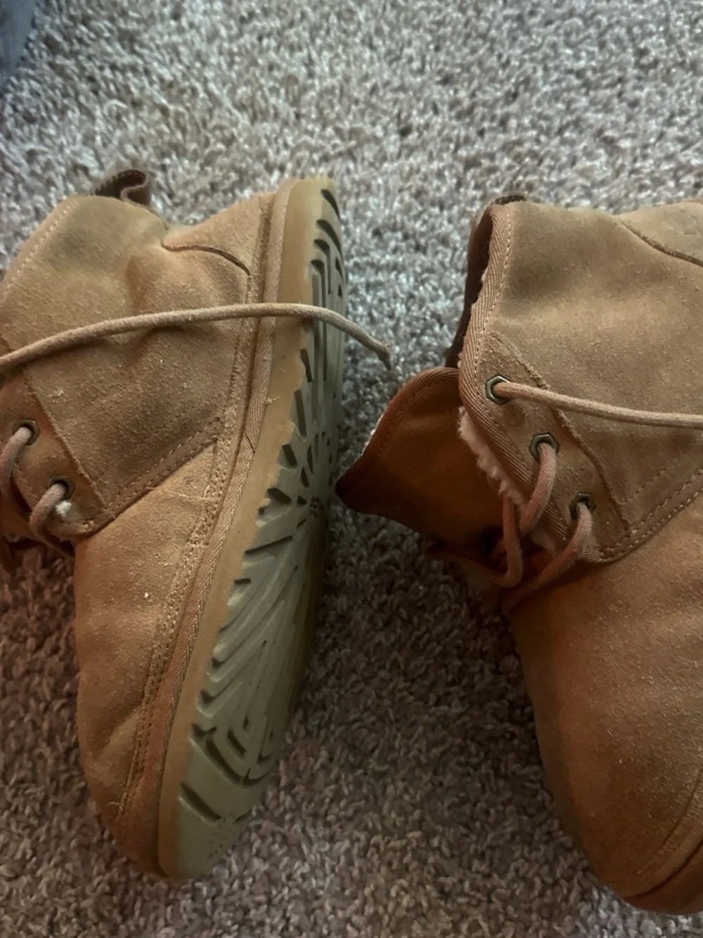 Uggs Mena Cozy Faux-Shearling Lace-Up Boots - Brown